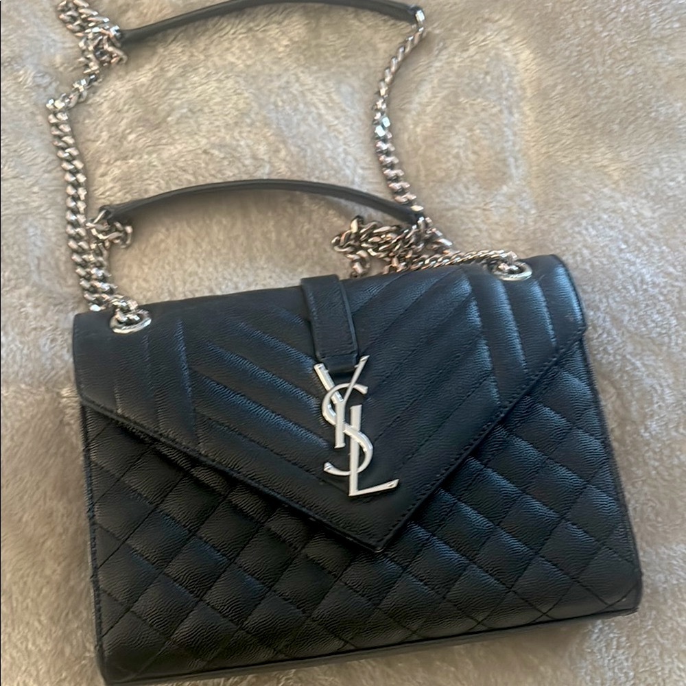 Yves Saint Laurent Black Quilted Envelope Leather Shoulder Bag